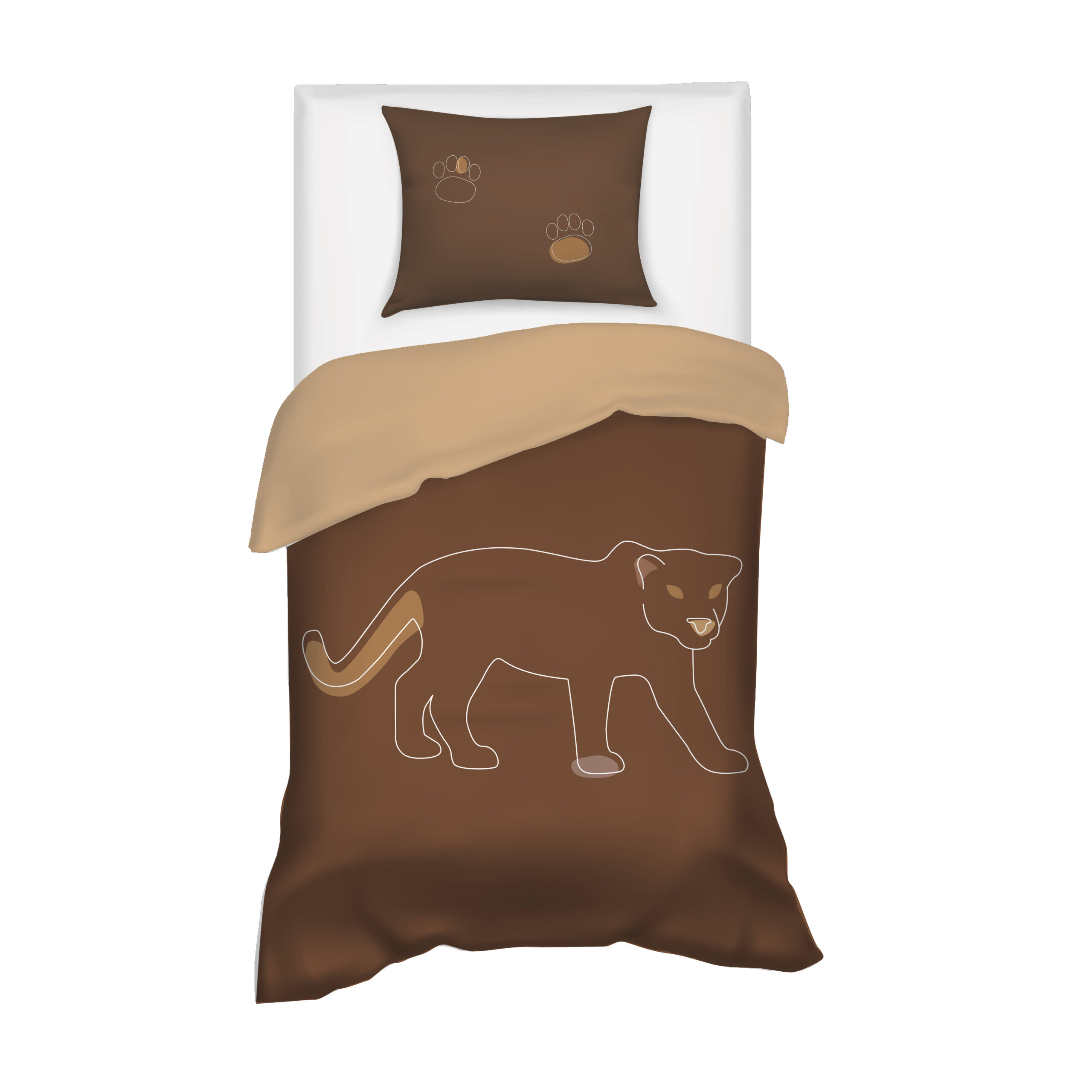 Villa Madelief 140 x 200cm Brown Panther Printed Duvet Cover with 1 Pillowcase