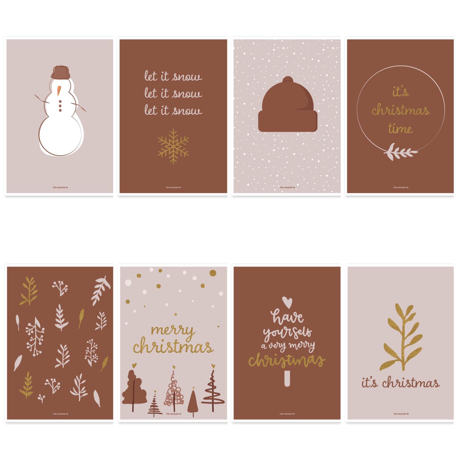 Villa Madelief Set of 8 A6 Trendy Christmas Cards 2020