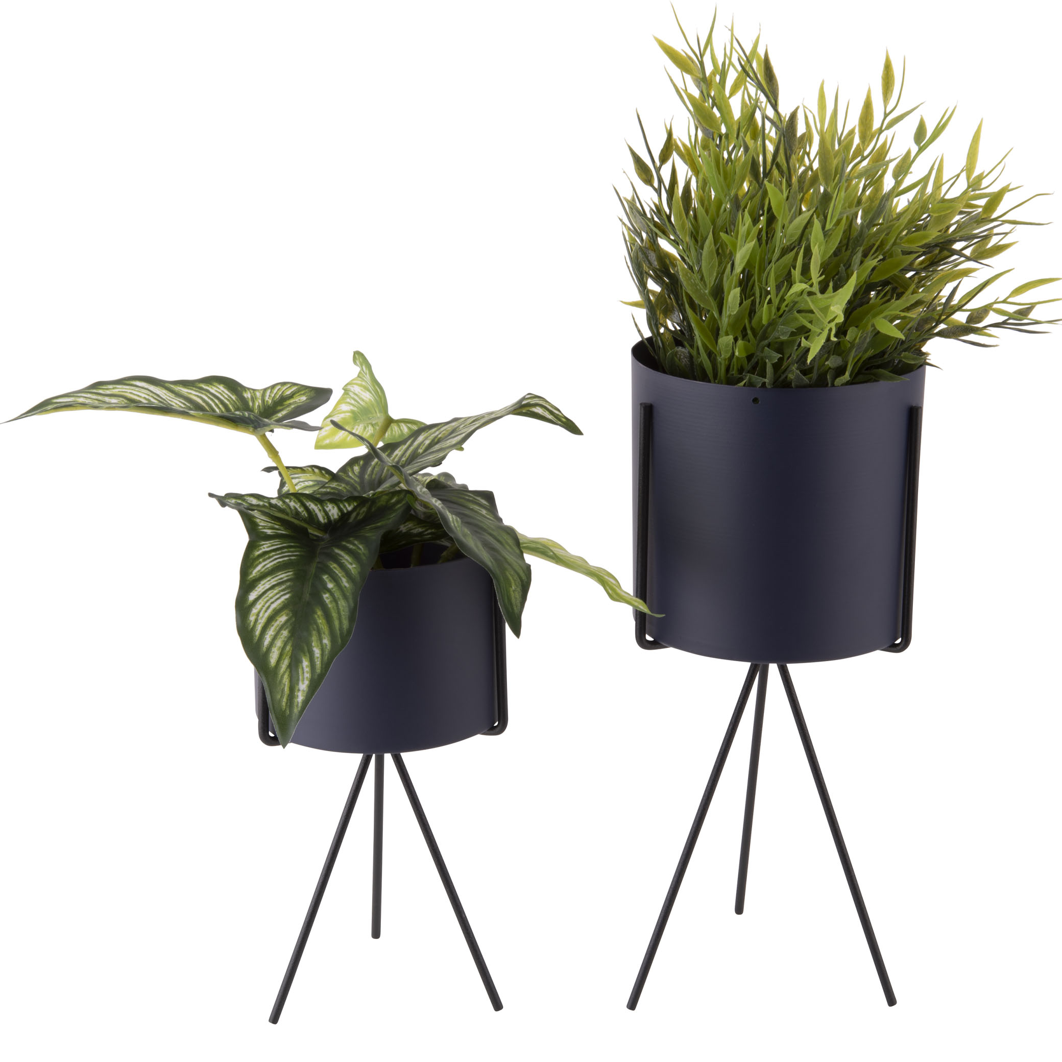 Present Time Set of 2 Night Blue Plant Stands