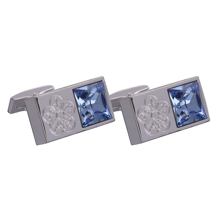 Gresham Blake Silver and Blue Gemstone Emblem Cufflinks