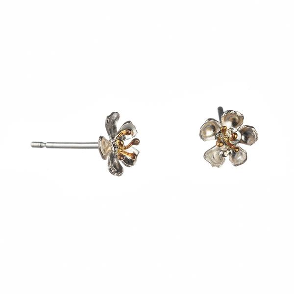 Amanda Coleman Silver And Gold Vermeil Almond Blossom Stud Earrings