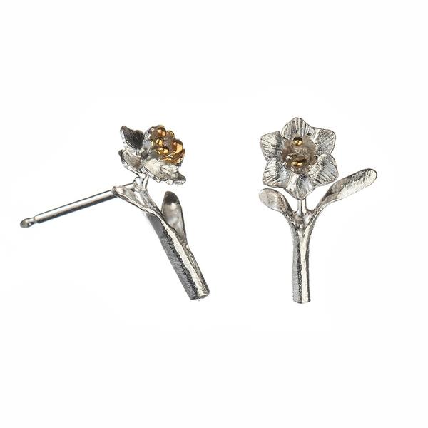 amanda-coleman-silver-and-gold-vermeil-daffodil-stud-earrings