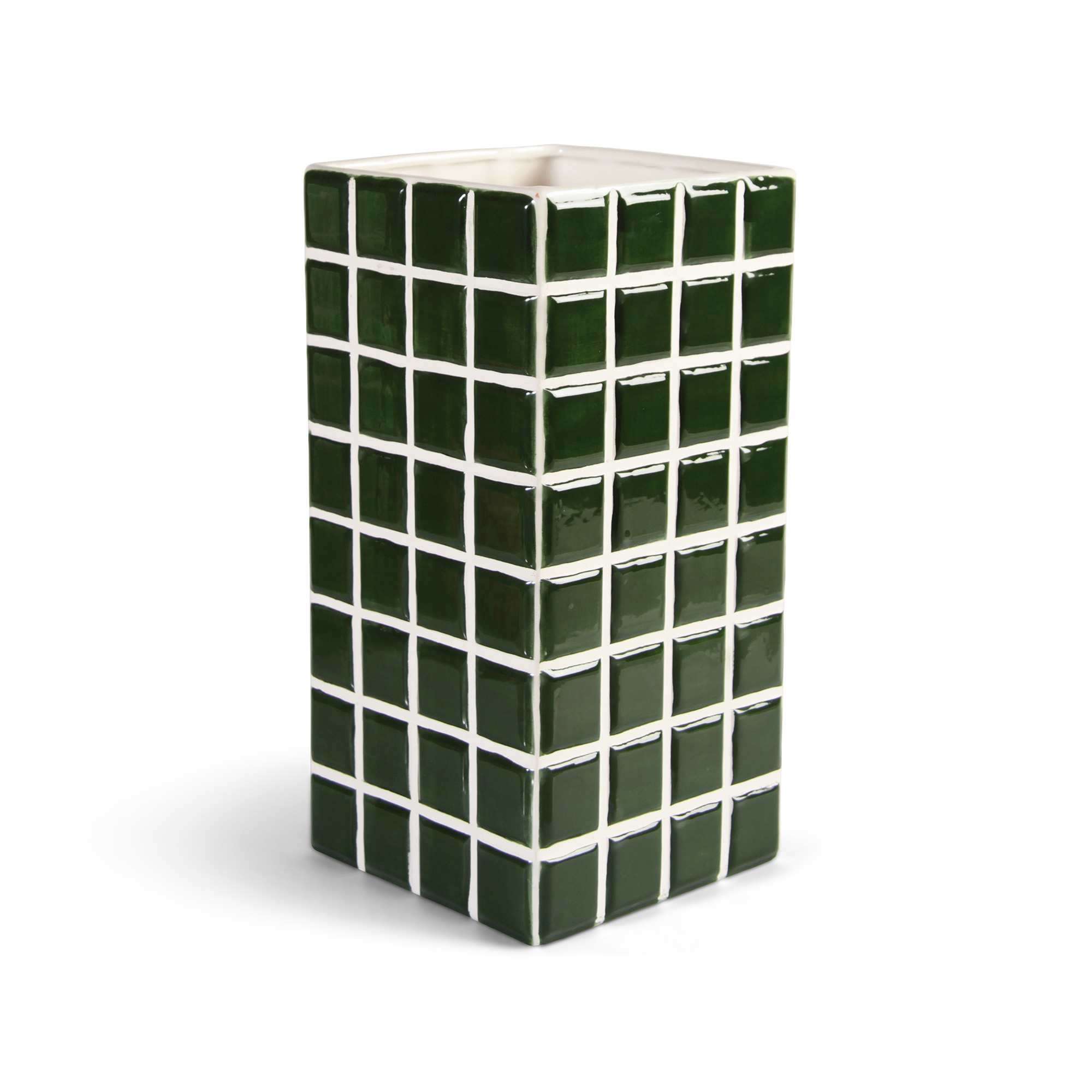 &klevering Dark Green Square Tile Vase