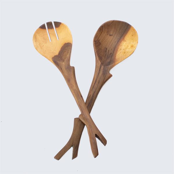 Olive Wood Branch Salad Servers