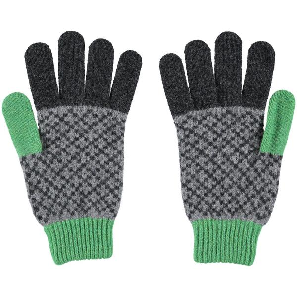 Mens Cross Lambswool Gloves Charcoal Green