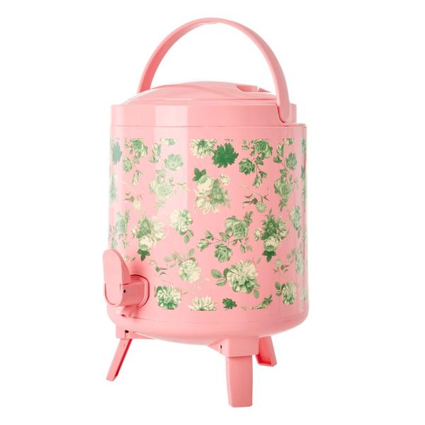 rice Pink Party Drink Cooler And Dispenser Green Rose Print