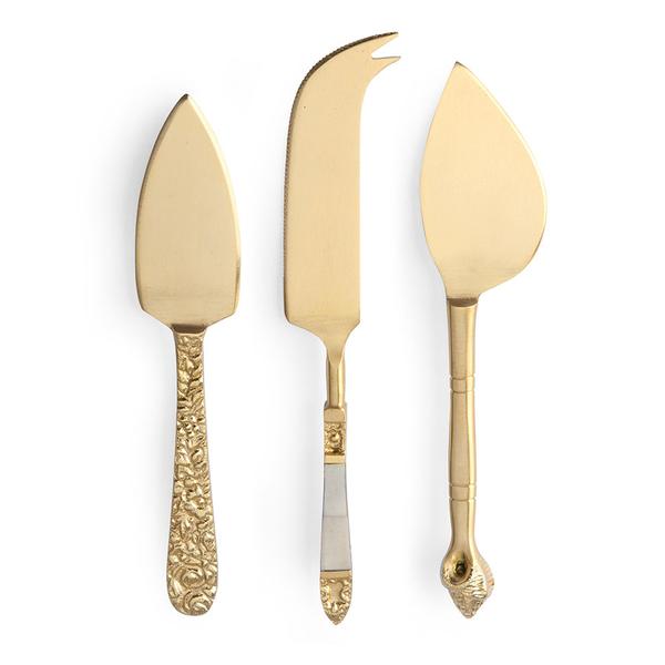 HK Living Cheese Knives Set Of 3 Gold