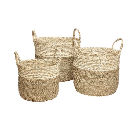 Hubsch Basket with Handles Ø28xh24 in Natural Colour