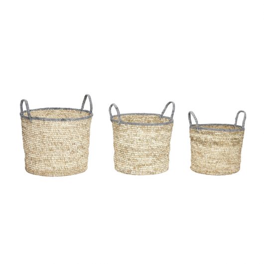 Hubsch Basket with Handles Ø41xh43cm in Natural Colour
