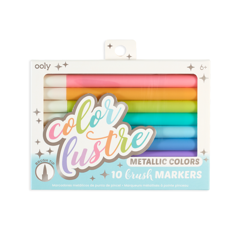 Colour Lustre Metallic Brush Markers Set Of 10