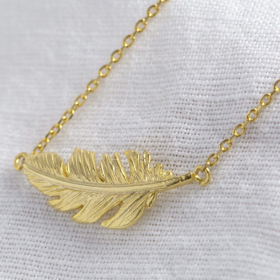 Lisa Angel Gold Feather Necklace