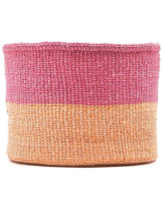 The Basket Room Keti Sand Dusty Pink Duo Colour Block Woven Basket