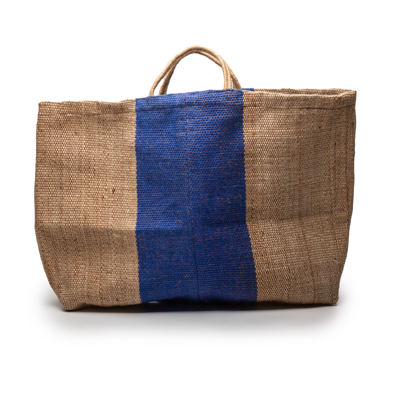 Maison Bengal Extra Large Blue Jute Central Stripe Bag