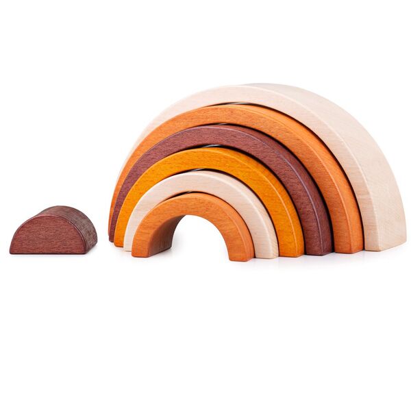 Bigjigs Toys Small Natural Wooden Stacking Rainbow