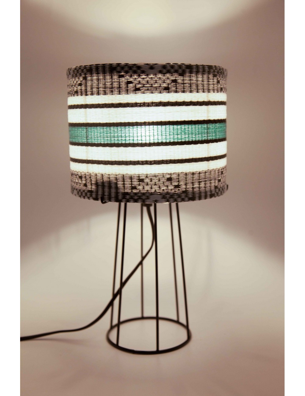 Almadie Blue Gray Recycled Fiber Woven Table Lamp