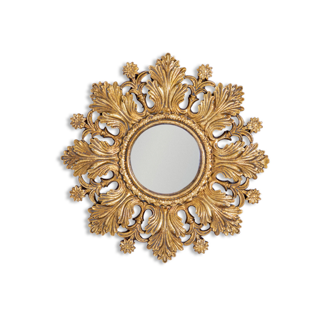 &Quirky Antique Gold Versailles Ornate Framed Small Convex Mirror