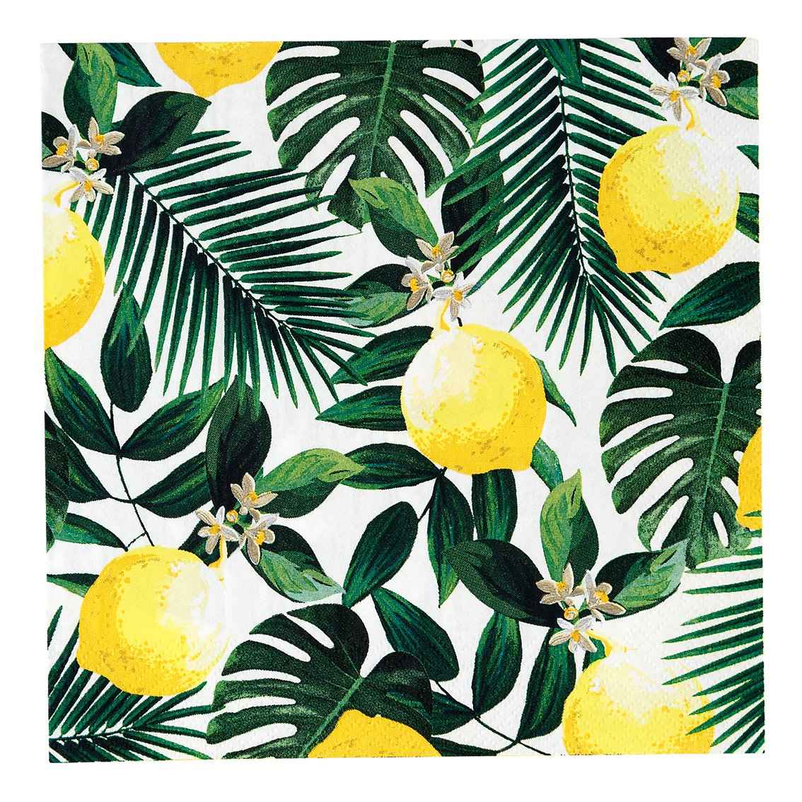 &Quirky Tropical Palm Lemon Napkins