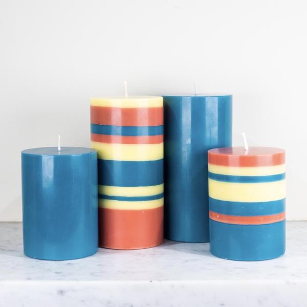 10 Cm Eco Pillar Candle Jasmine Rust Petrol Blue