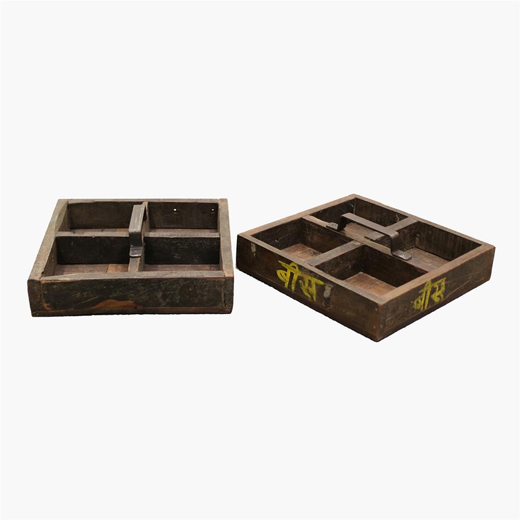 Raw Materials 4 Compartment Wood Carpenter's Tray 