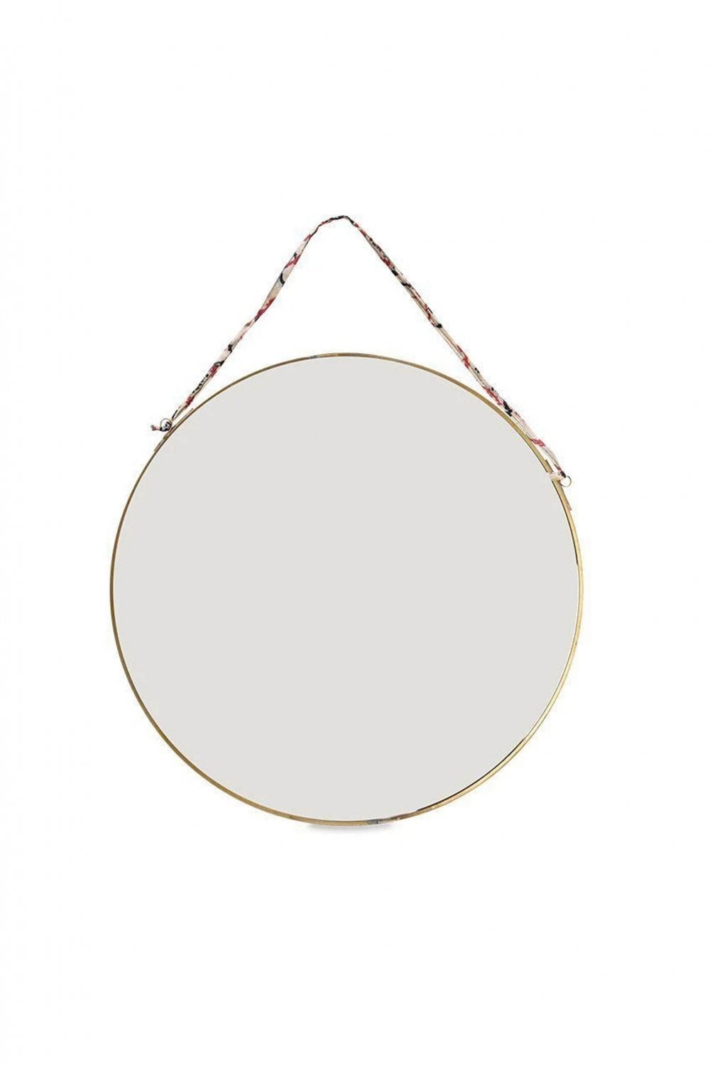 Kiko Round Hanging Mirror In Antique Brass