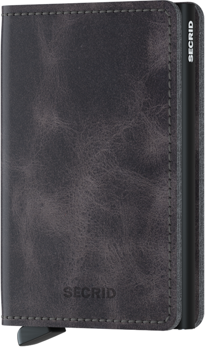 Secrid Grey Black Cow Leather Vintage Slimwallet