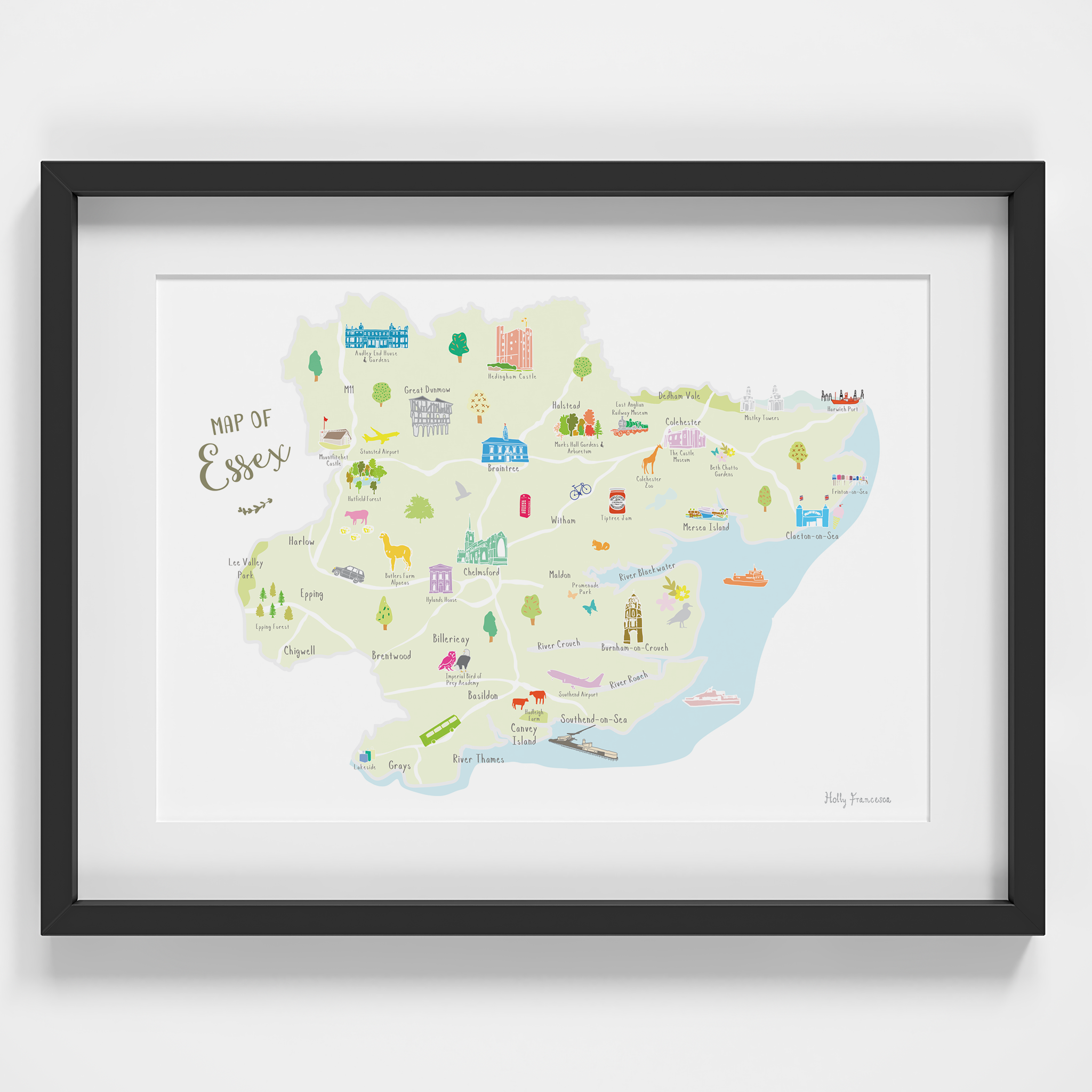 Holly Francesca Map of Essex A4 Print