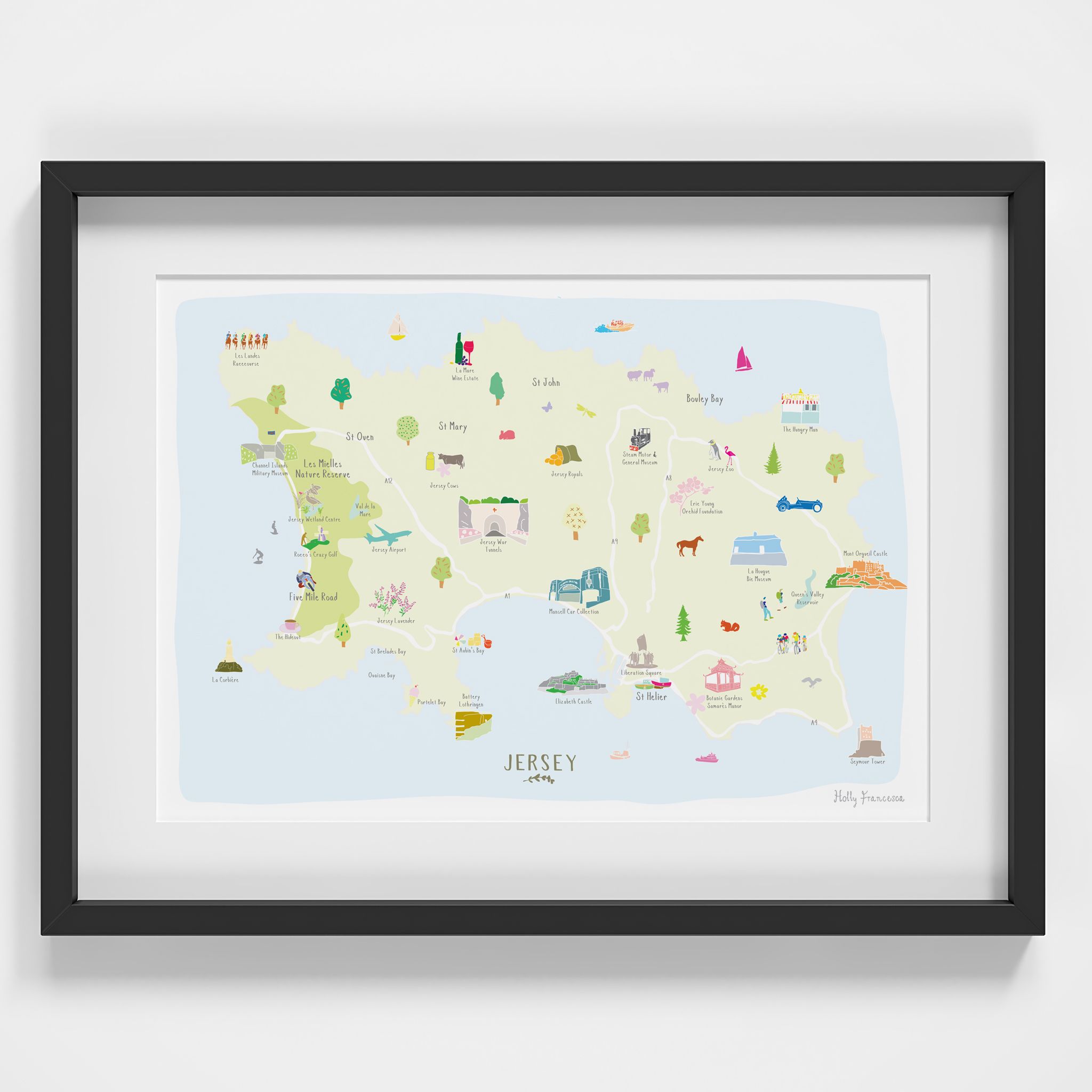 Holly Francesca Map of Jersey A4 Print