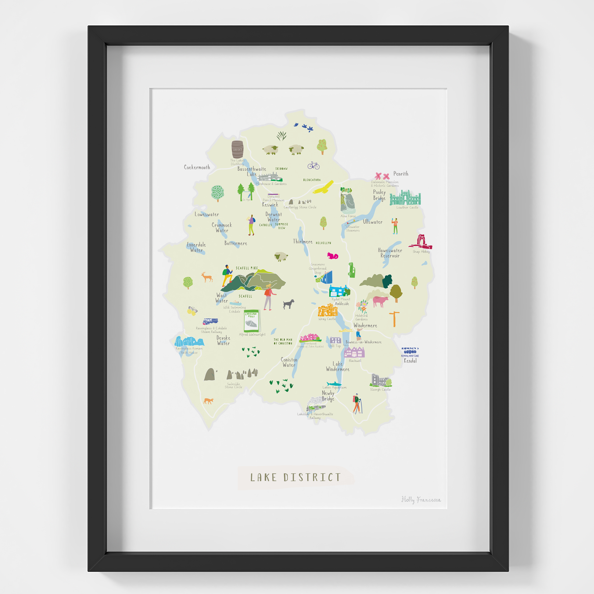 Holly Francesca Map of the Lake District A4 Print