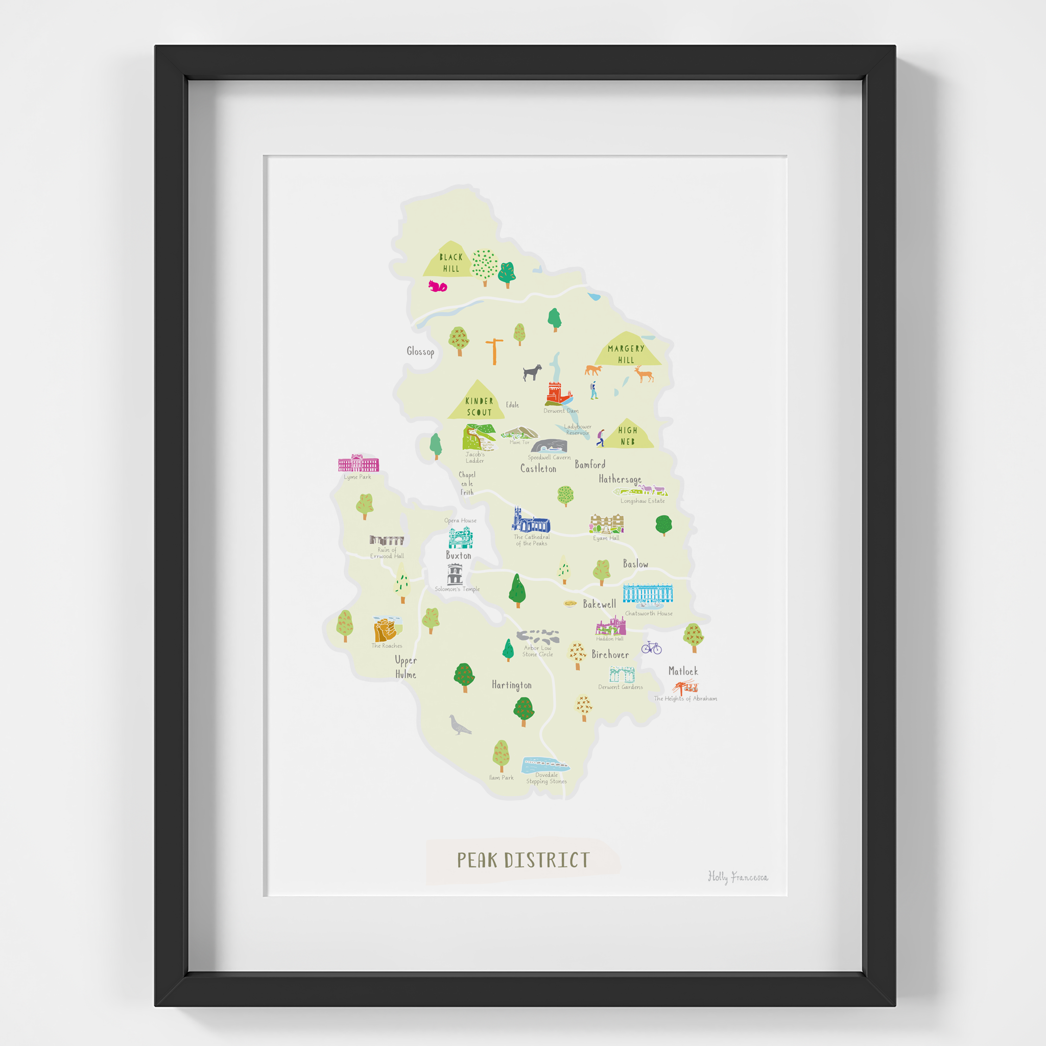 Holly Francesca Map of the Peak District A4 Print