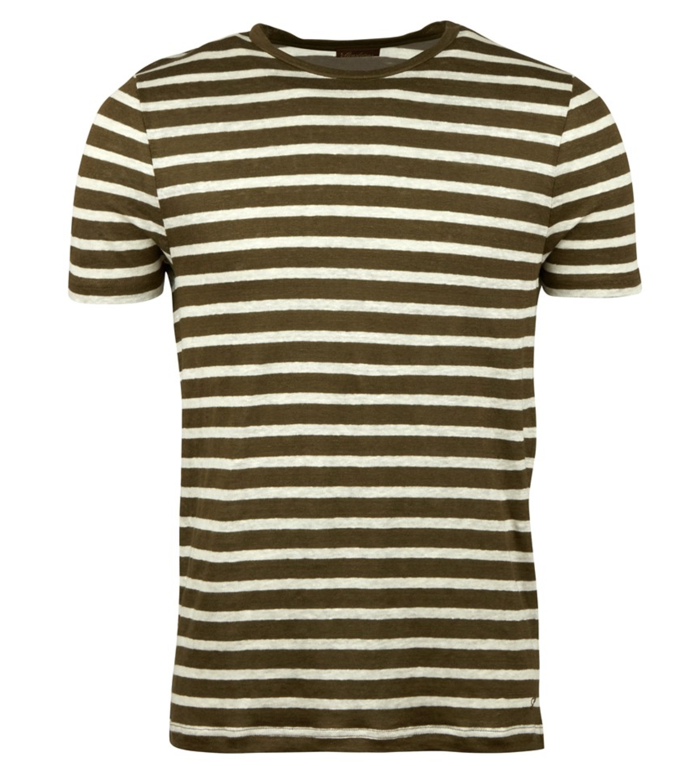 Stenstroms Striped Linen T-Shirt Olive