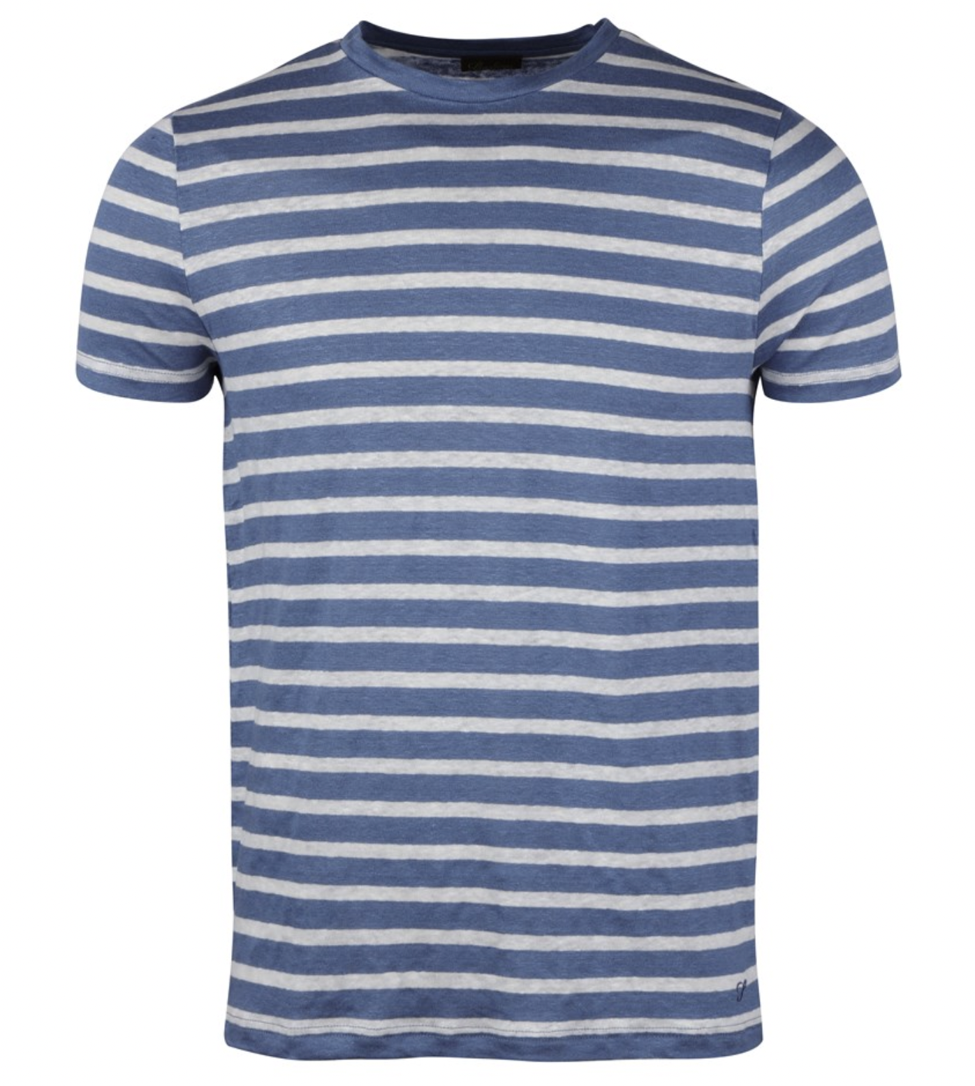 Stenstroms Striped Linen T-Shirt Blue