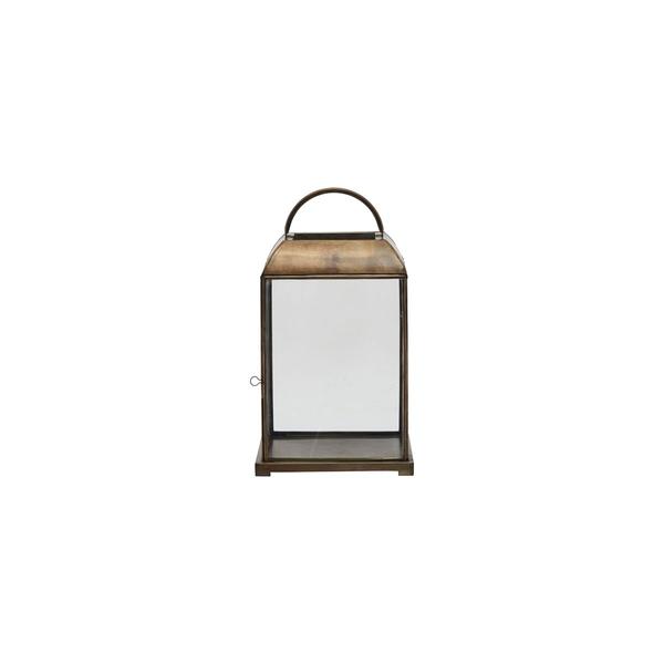 House Doctor Lantern In Antique Brass Glass 46cm