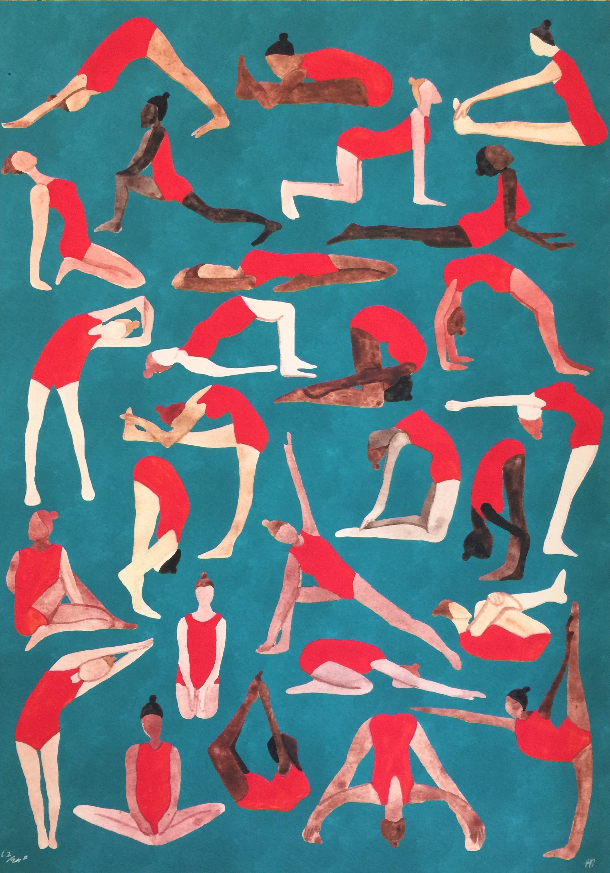 Hattie Buckwell Yoga Poses A3 Art Print