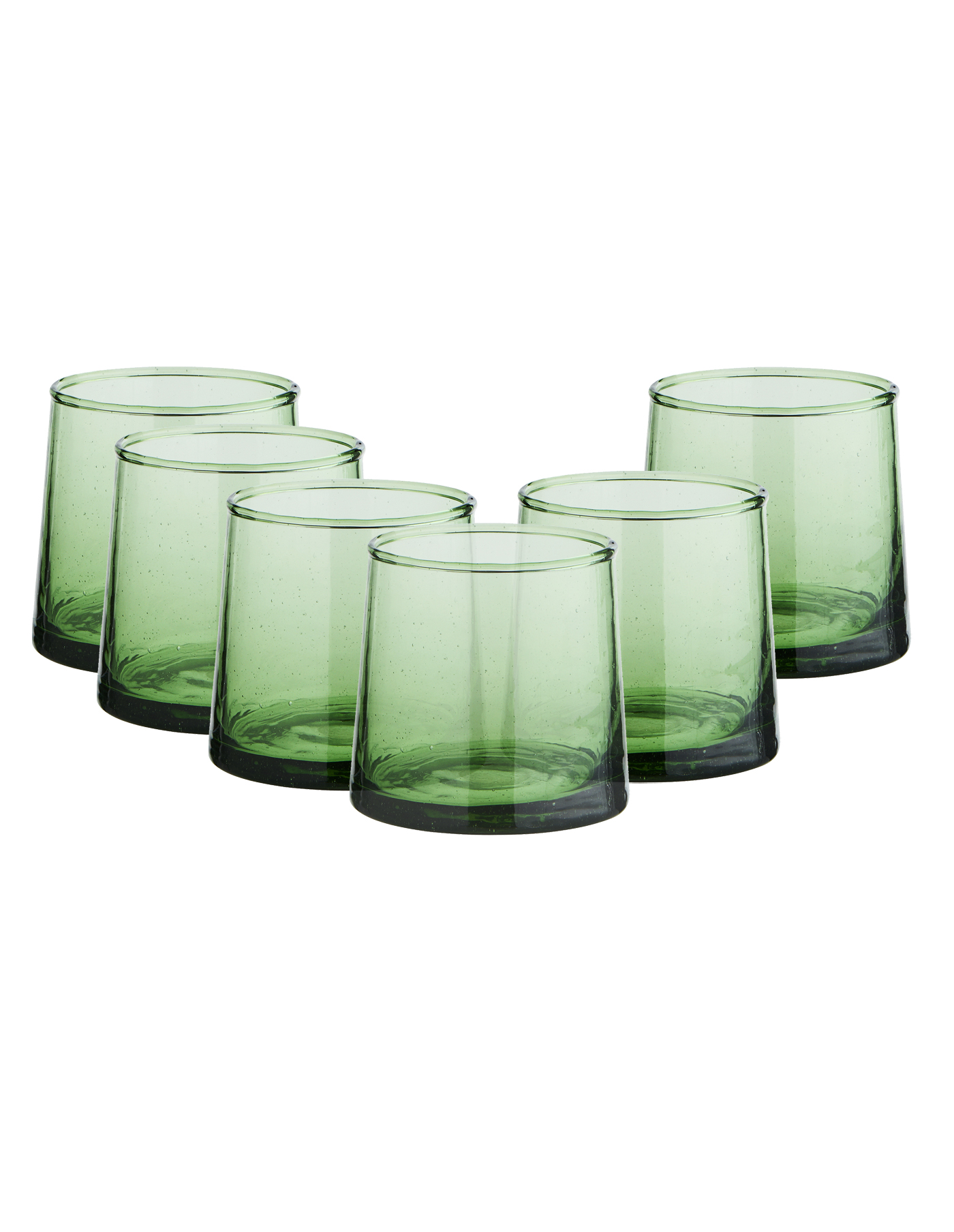 Le verre Beldi Low Set of 6 Handmade Moroccan Beldi Glasses, Green