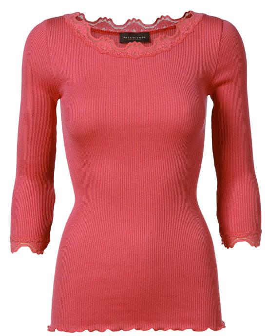 Rosemunde Boat Neck Lace Top 3/4 Sleeve Mineral Red
