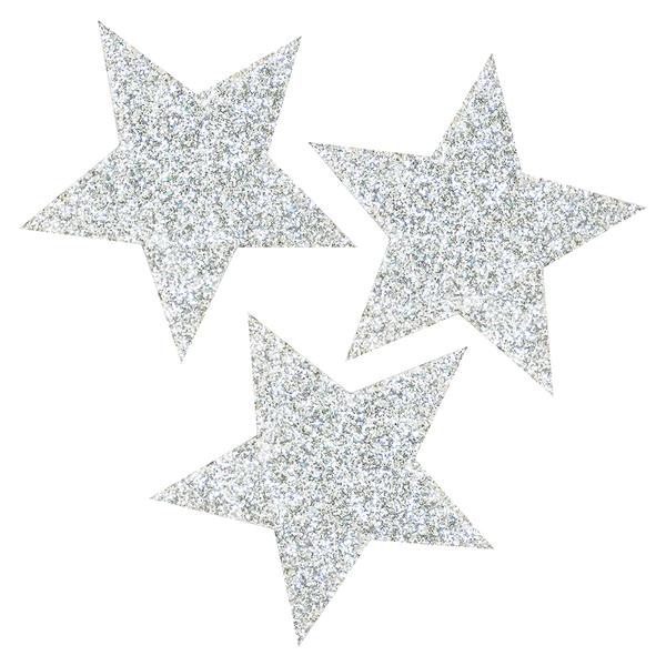 Glitter stars big silver to stick