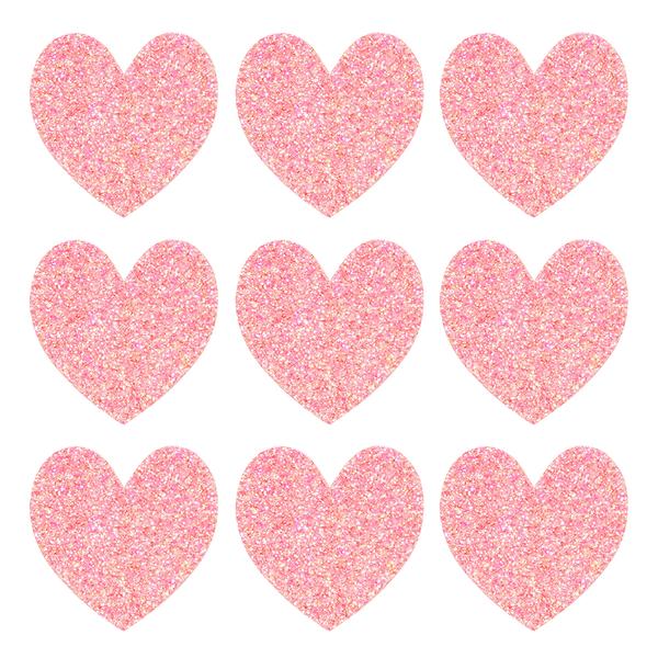 Glitter hearts candy pink for sticking