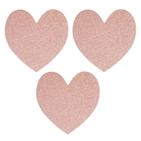 Glitter hearts powder pink for gluing