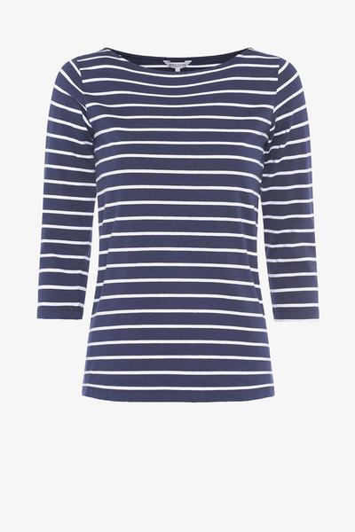 Great Plains Essential Jersey Top Optic Navy White Organic Cotton