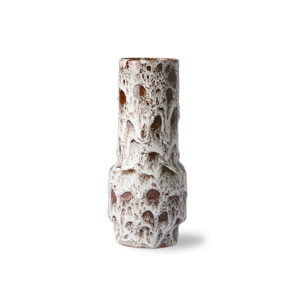 HK Living White and Brown Lava Ceramic Retro Vase