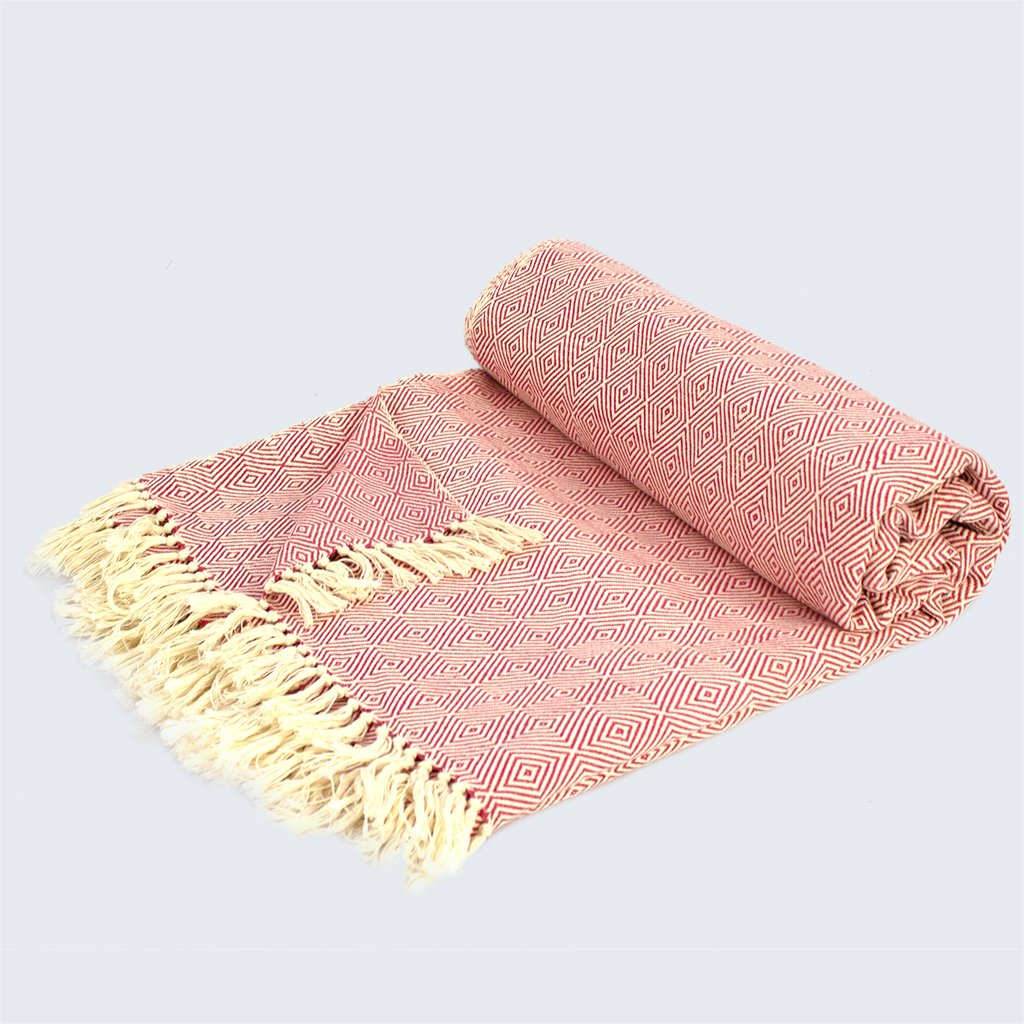 Tanzanian Hand Woven Throw 'Pink Diamonds&#x27