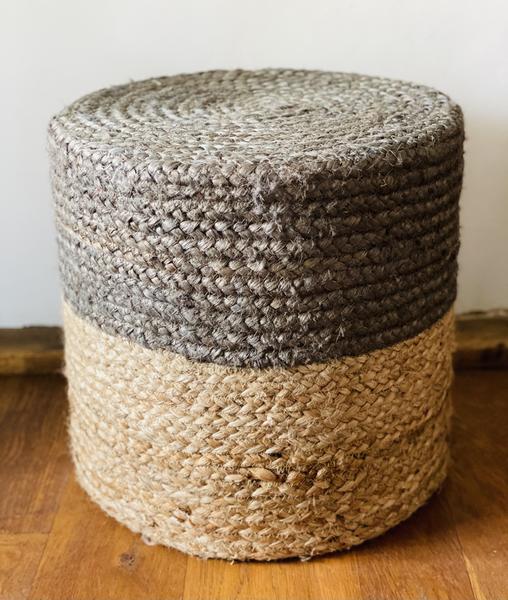 Woven Footstool Grey Half