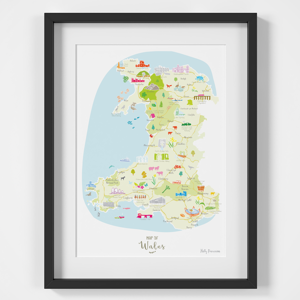 Holly Francesca Map of Wales A4 Print