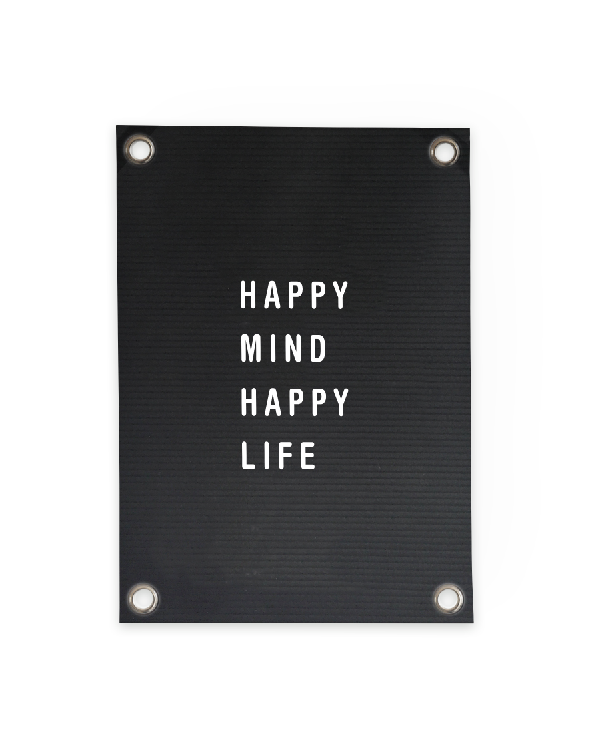 Villa Madelief 70x100cm Letterbord Happy Mind Happy Life Tuinposter