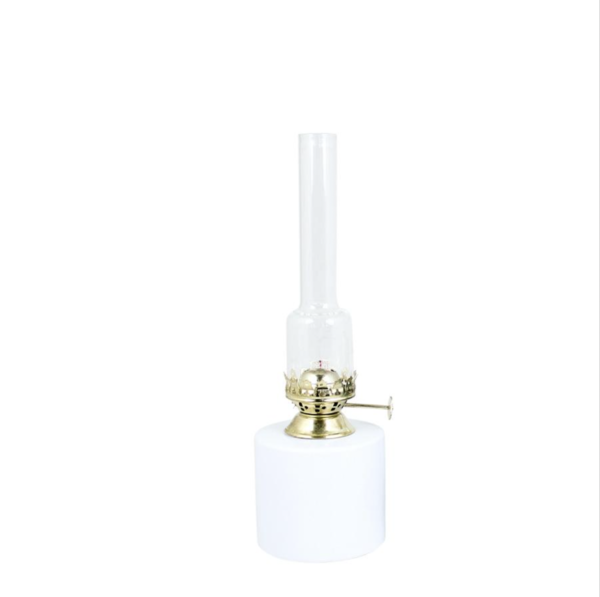 Strömshaga Oil Lamp In White W Brass Small 25 Cm
