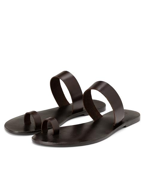 Coffee Brown Leather Sandals