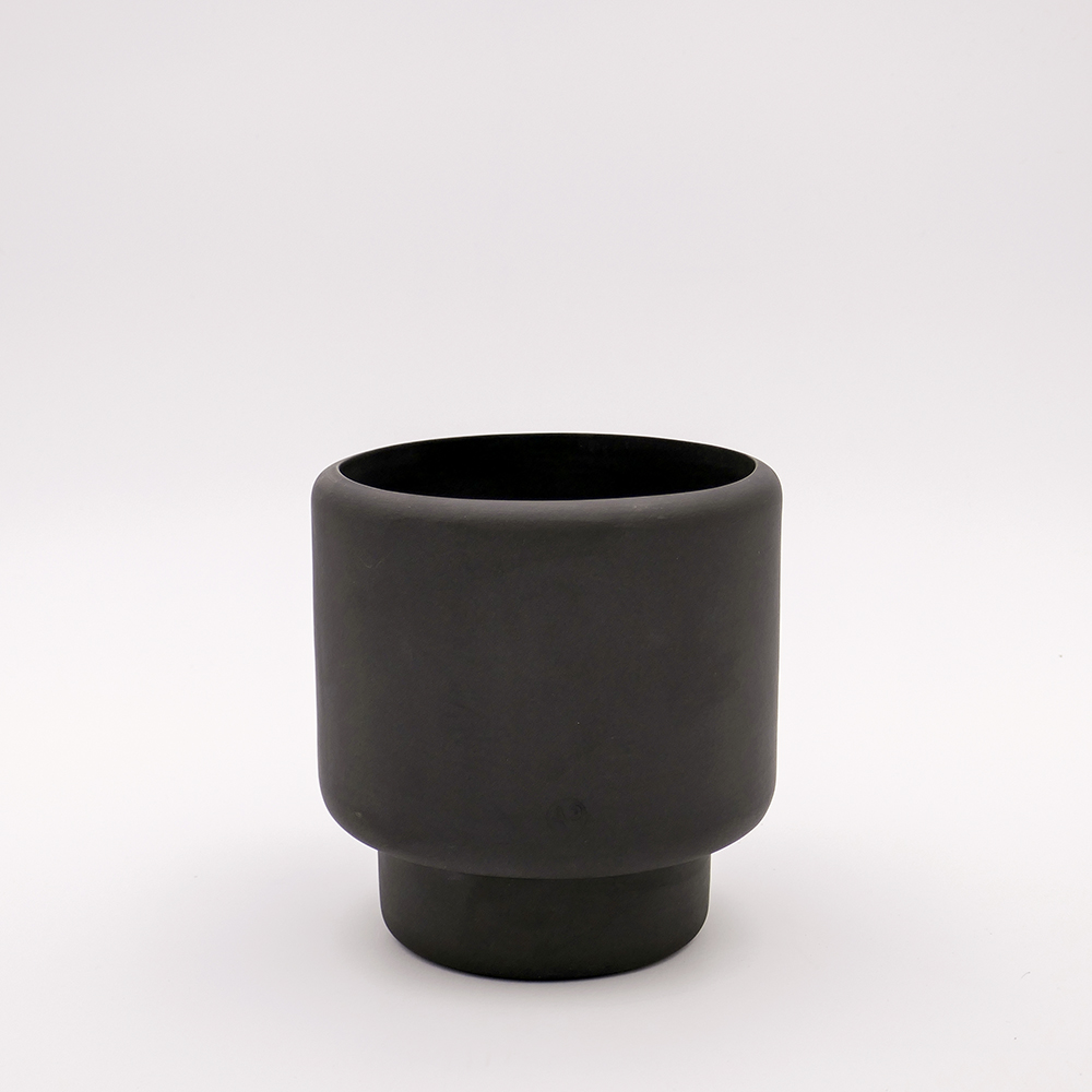 Aaron Probyn Botany Black Porcelain Plant Pot with Dish