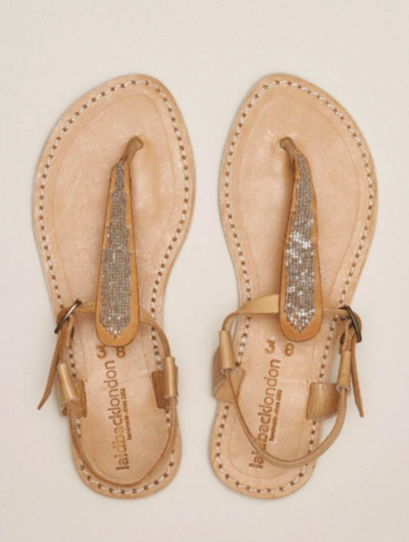 Leni Leather Sandal I Silver Beading