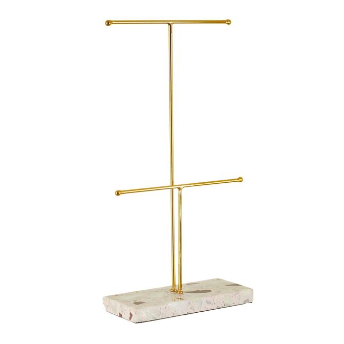 Brass Jewellery Stand With Terrazzo Base