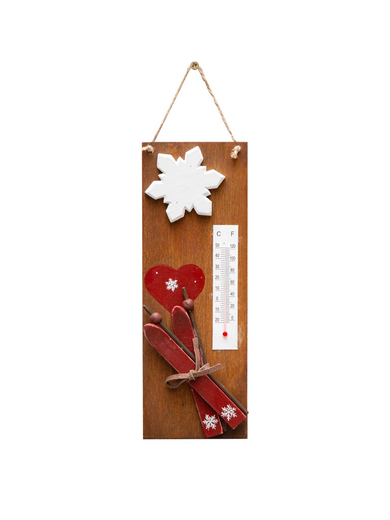 Chehoma Wooden Thermometer with Skis and Snowflake
